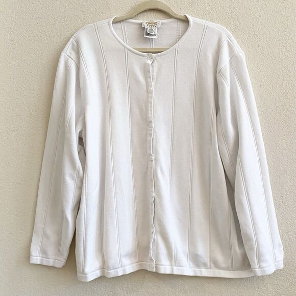 Talbots White Cardigan Cotton Blend Cardigan Plus Size 2X Casual Comfort - Picture 1 of 9